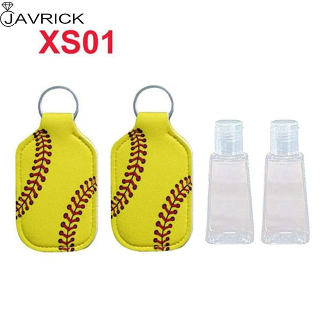 Hand Sanitizer Keychain Holder Travel Bottle Refillable Containers 30ml Flip Cap Reusable Bottles with Keychain Carrier - CANCOVID