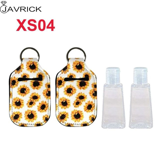 Hand Sanitizer Keychain Holder Travel Bottle Refillable Containers 30ml Flip Cap Reusable Bottles with Keychain Carrier - CANCOVID