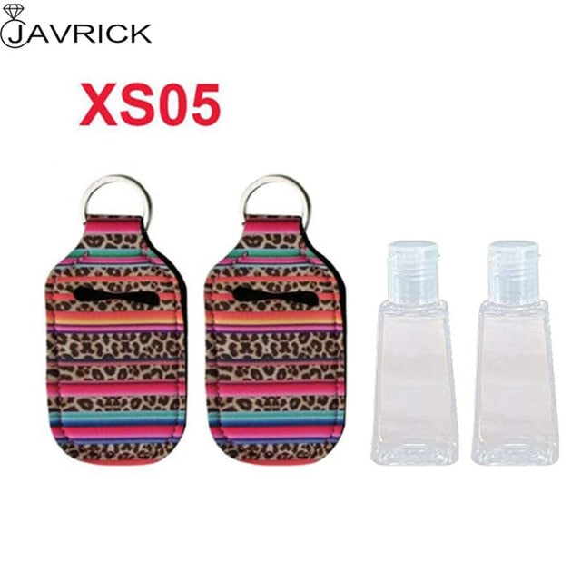 Hand Sanitizer Keychain Holder Travel Bottle Refillable Containers 30ml Flip Cap Reusable Bottles with Keychain Carrier - CANCOVID