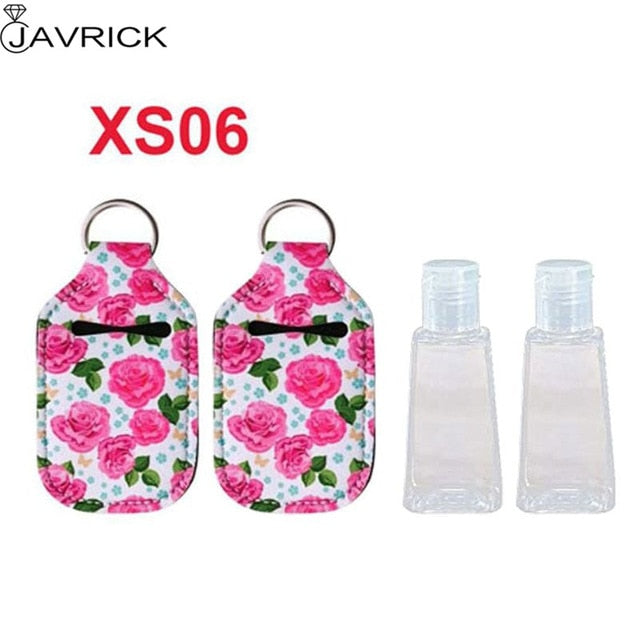 Hand Sanitizer Keychain Holder Travel Bottle Refillable Containers 30ml Flip Cap Reusable Bottles with Keychain Carrier - CANCOVID