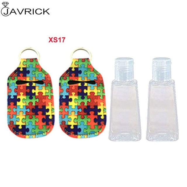 Hand Sanitizer Keychain Holder Travel Bottle Refillable Containers 30ml Flip Cap Reusable Bottles with Keychain Carrier - CANCOVID