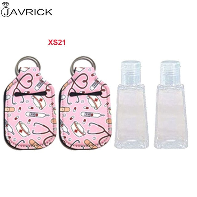 Hand Sanitizer Keychain Holder Travel Bottle Refillable Containers 30ml Flip Cap Reusable Bottles with Keychain Carrier - CANCOVID