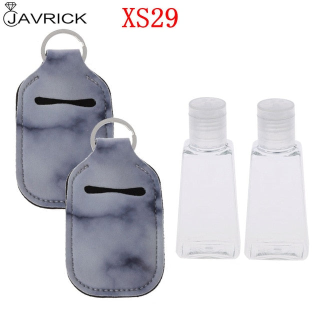 Hand Sanitizer Keychain Holder Travel Bottle Refillable Containers 30ml Flip Cap Reusable Bottles with Keychain Carrier - CANCOVID