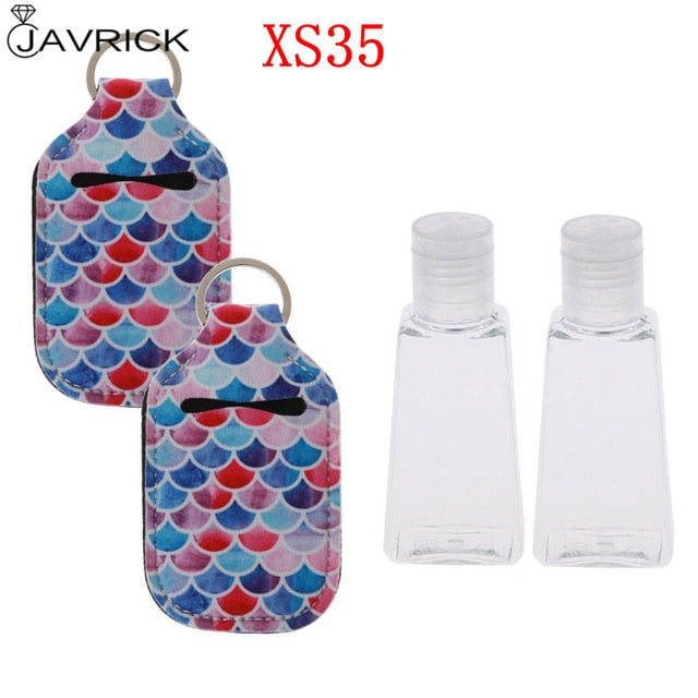 Hand Sanitizer Keychain Holder Travel Bottle Refillable Containers 30ml Flip Cap Reusable Bottles with Keychain Carrier - CANCOVID