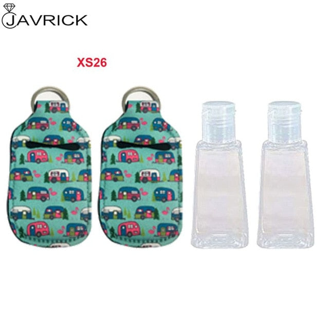 Hand Sanitizer Keychain Holder Travel Bottle Refillable Containers 30ml Flip Cap Reusable Bottles with Keychain Carrier - CANCOVID