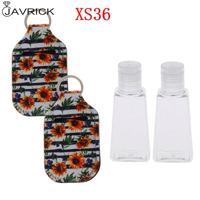 Hand Sanitizer Keychain Holder Travel Bottle Refillable Containers 30ml Flip Cap Reusable Bottles with Keychain Carrier - CANCOVID