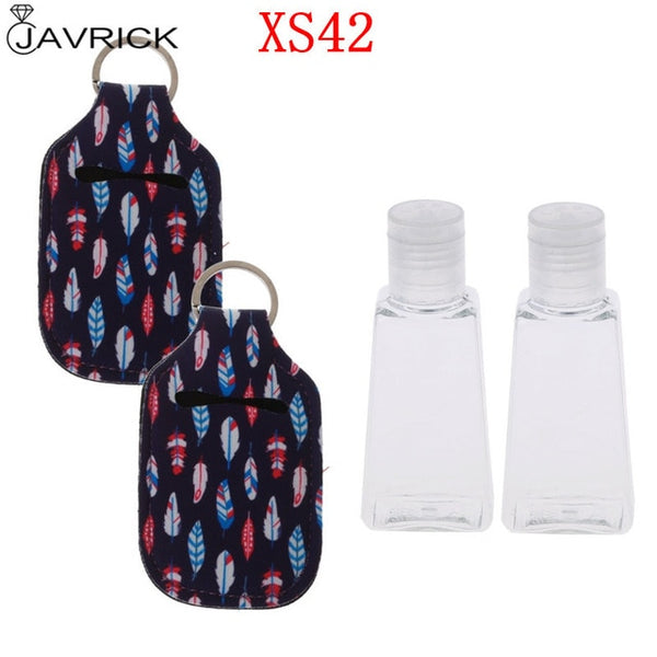 Hand Sanitizer Keychain Holder Travel Bottle Refillable Containers 30ml Flip Cap Reusable Bottles with Keychain Carrier - CANCOVID