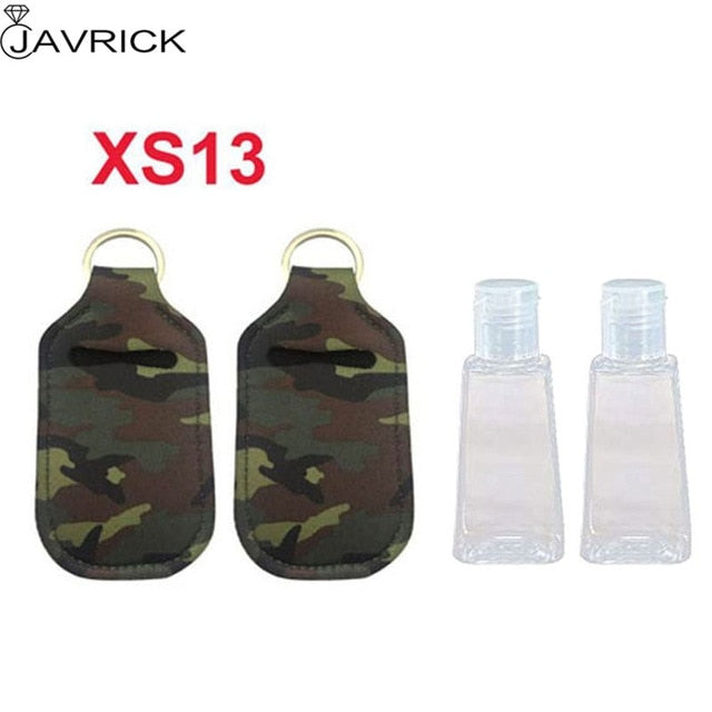 Hand Sanitizer Keychain Holder Travel Bottle Refillable Containers 30ml Flip Cap Reusable Bottles with Keychain Carrier - CANCOVID