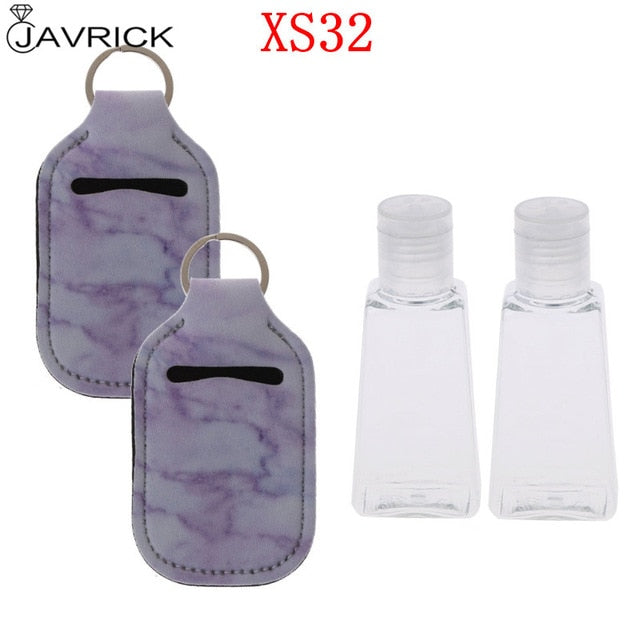Hand Sanitizer Keychain Holder Travel Bottle Refillable Containers 30ml Flip Cap Reusable Bottles with Keychain Carrier - CANCOVID