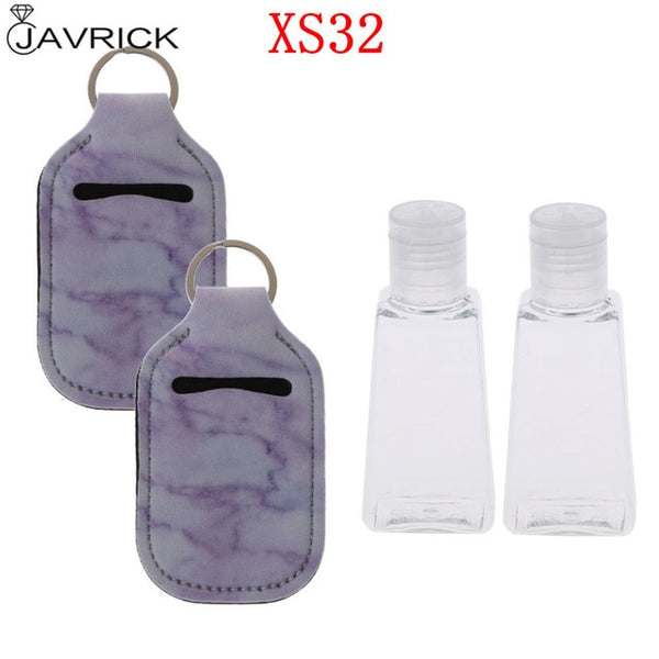 Hand Sanitizer Keychain Holder Travel Bottle Refillable Containers 30ml Flip Cap Reusable Bottles with Keychain Carrier - CANCOVID