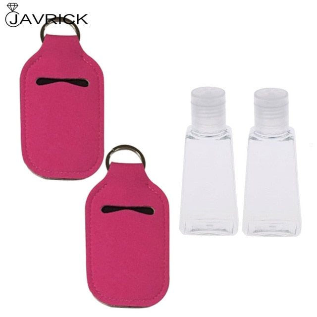 Hand Sanitizer Keychain Holder Travel Bottle Refillable Containers 30ml Flip Cap Reusable Bottles with Keychain Carrier - CANCOVID