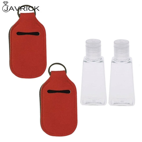 Hand Sanitizer Keychain Holder Travel Bottle Refillable Containers 30ml Flip Cap Reusable Bottles with Keychain Carrier - CANCOVID