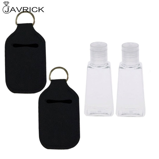 Hand Sanitizer Keychain Holder Travel Bottle Refillable Containers 30ml Flip Cap Reusable Bottles with Keychain Carrier - CANCOVID