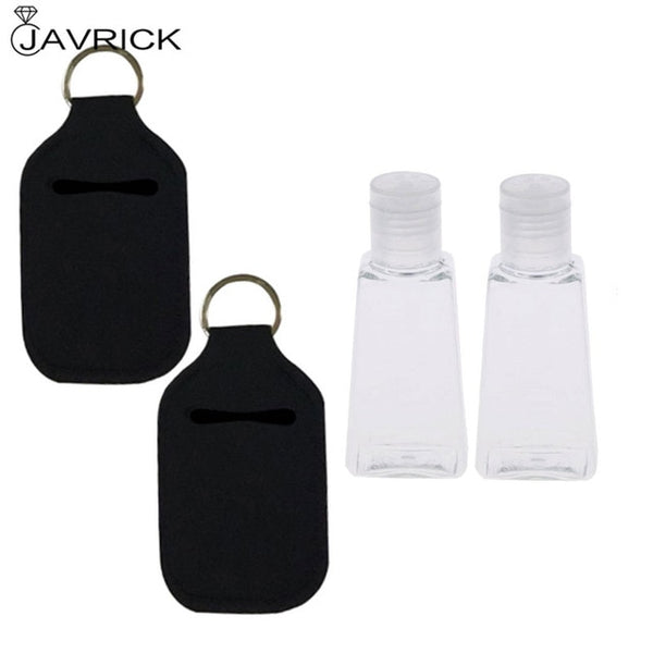 Hand Sanitizer Keychain Holder Travel Bottle Refillable Containers 30ml Flip Cap Reusable Bottles with Keychain Carrier - CANCOVID
