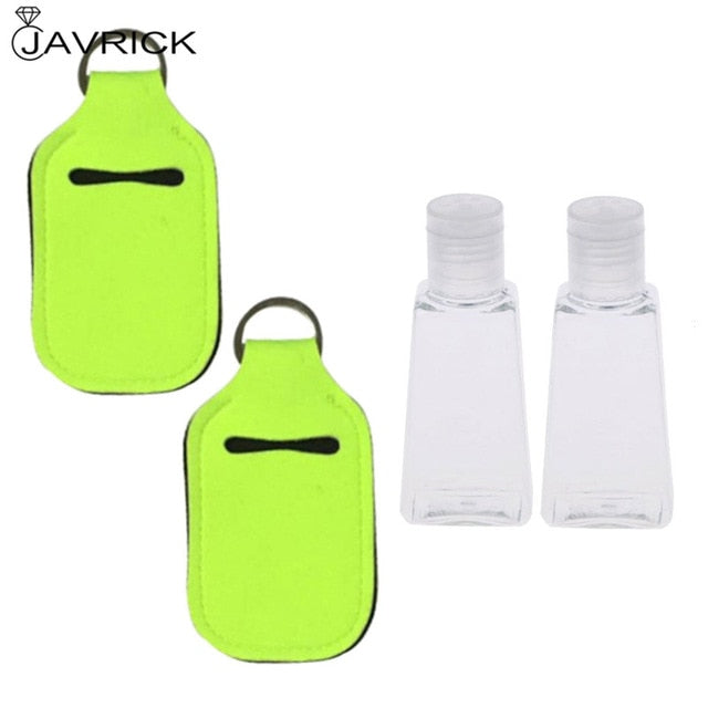 Hand Sanitizer Keychain Holder Travel Bottle Refillable Containers 30ml Flip Cap Reusable Bottles with Keychain Carrier - CANCOVID
