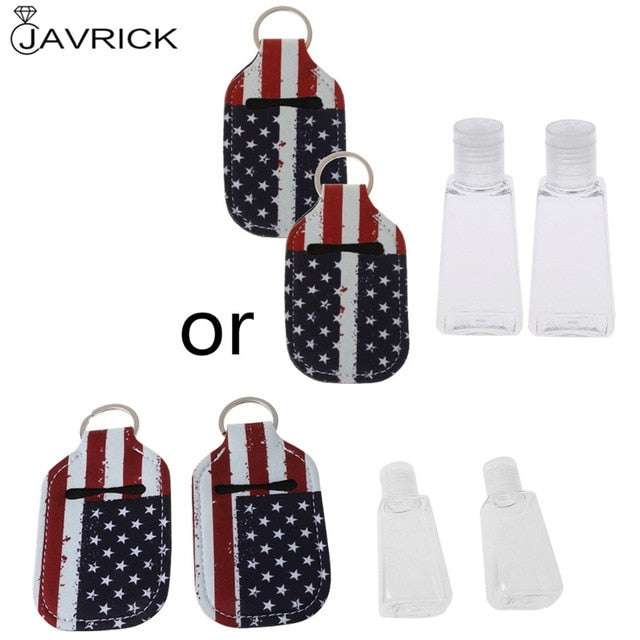 Hand Sanitizer Keychain Holder Travel Bottle Refillable Containers 30ml Flip Cap Reusable Bottles with Keychain Carrier - CANCOVID