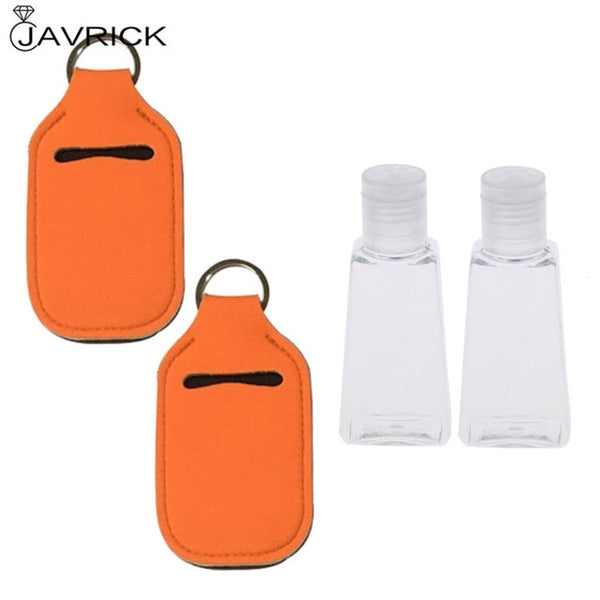 Hand Sanitizer Keychain Holder Travel Bottle Refillable Containers 30ml Flip Cap Reusable Bottles with Keychain Carrier - CANCOVID