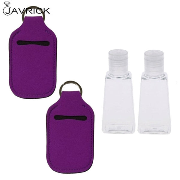 Hand Sanitizer Keychain Holder Travel Bottle Refillable Containers 30ml Flip Cap Reusable Bottles with Keychain Carrier - CANCOVID