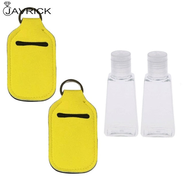 Hand Sanitizer Keychain Holder Travel Bottle Refillable Containers 30ml Flip Cap Reusable Bottles with Keychain Carrier - CANCOVID