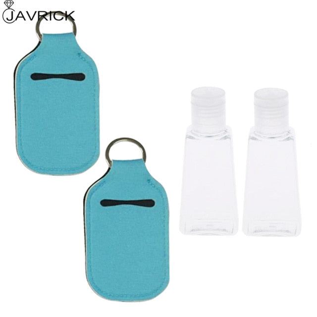 Hand Sanitizer Keychain Holder Travel Bottle Refillable Containers 30ml Flip Cap Reusable Bottles with Keychain Carrier - CANCOVID